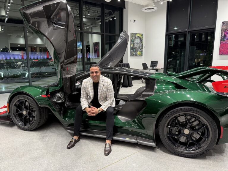 Nick Dossa- Green sports car on display at Vegas Auto Gallery